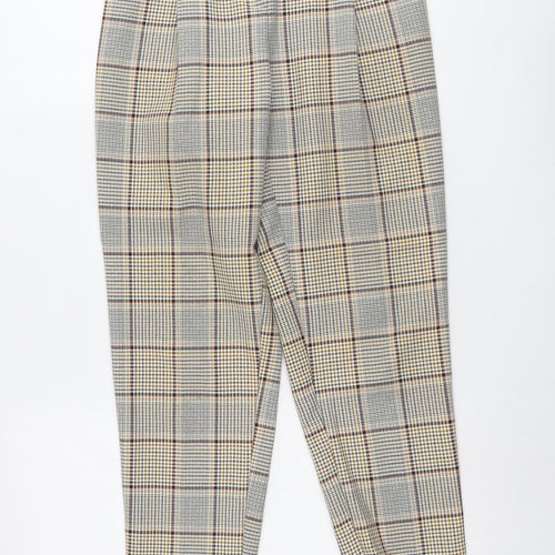 New Look Womens Beige Plaid Polyester Trousers Size 6 L25 in Regular Button