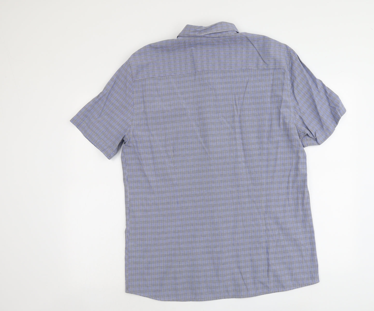 Topman Mens Blue Plaid Cotton Button-Up Size XL Collared Button