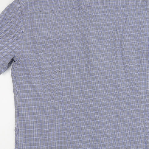 Topman Mens Blue Plaid Cotton Button-Up Size XL Collared Button