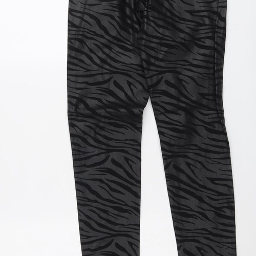 NEXT Girls Black Animal Print Viscose Jegging Trousers Size 14 Years Regular Pullover - Zebra Print
