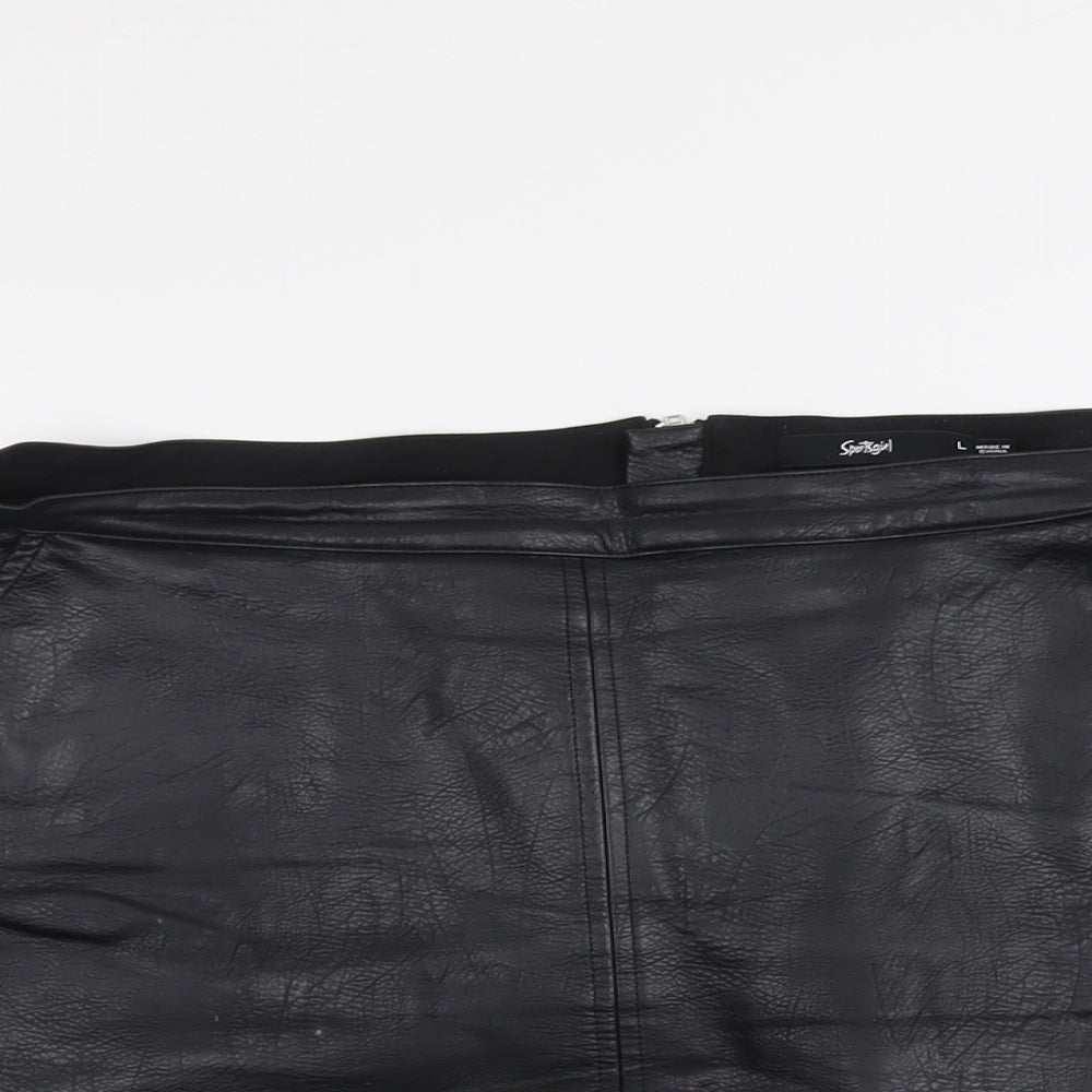 Sportsgirl Womens Black Polyester Mini Skirt Size L Zip