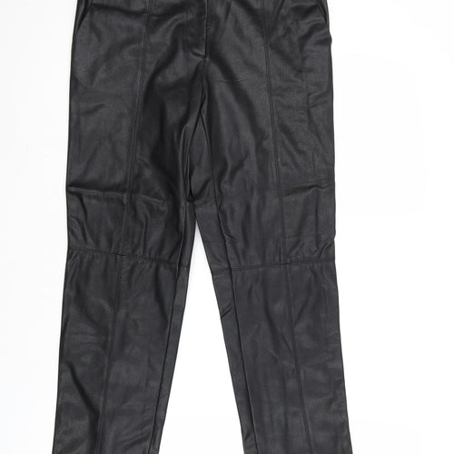 H&M Womens Black Polyurethane Trousers Size 8 Regular Zip