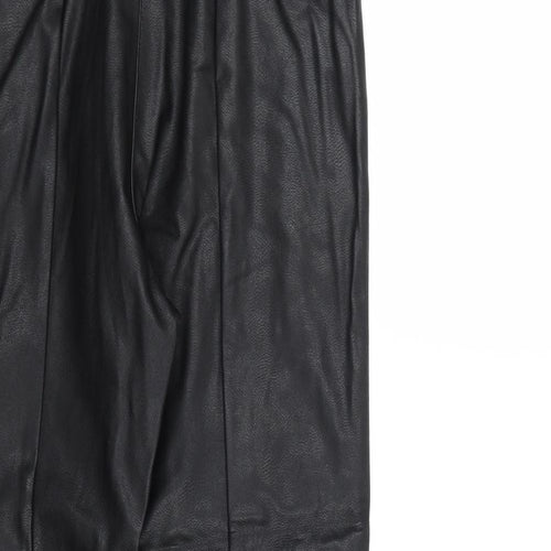 H&M Womens Black Polyurethane Trousers Size 8 Regular Zip