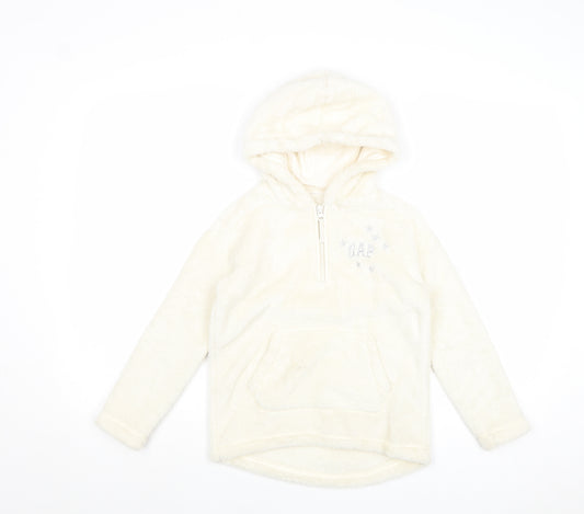 Gap Girls Ivory Polyester Pullover Hoodie Size 8 Years Zip