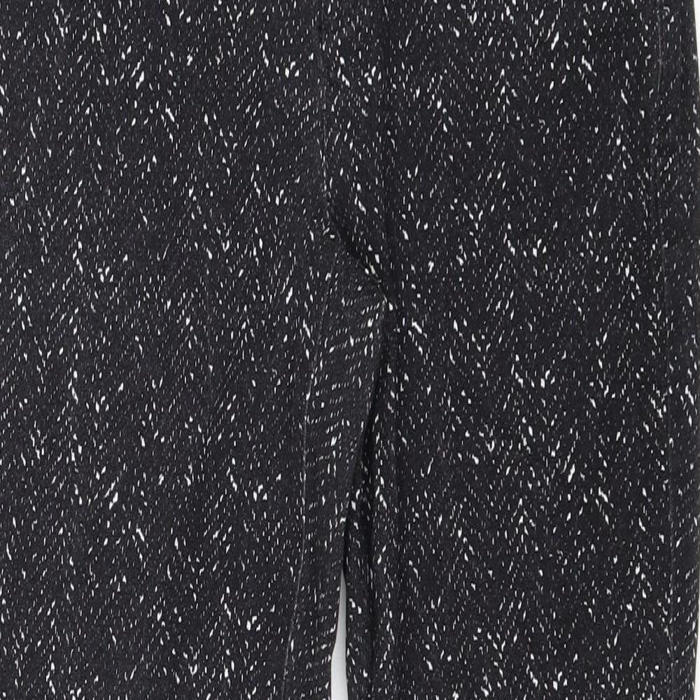Banana Republic Womens Black Geometric Polyester Trousers Size 6 Regular Zip