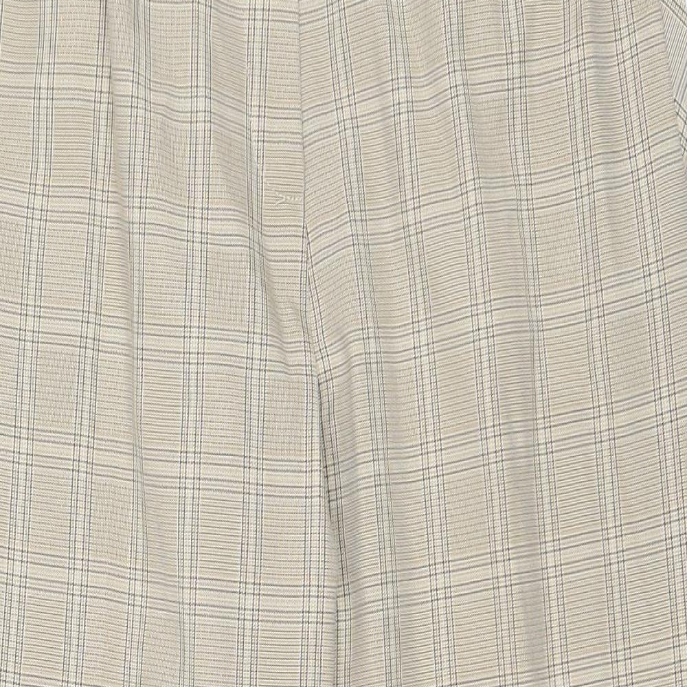 Marks and Spencer Womens Beige Plaid Polyester Trousers Size 16 Regular Zip