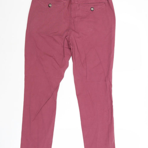 Capsule Womens Pink Cotton Chino Trousers Size 12 Regular Zip