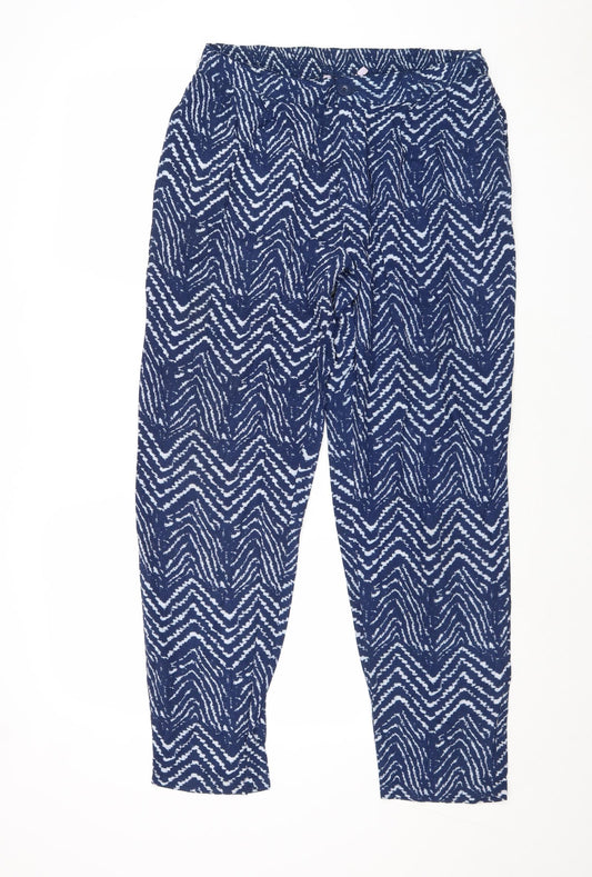 Avenue Womens Blue Geometric Viscose Trousers Size M Regular Zip