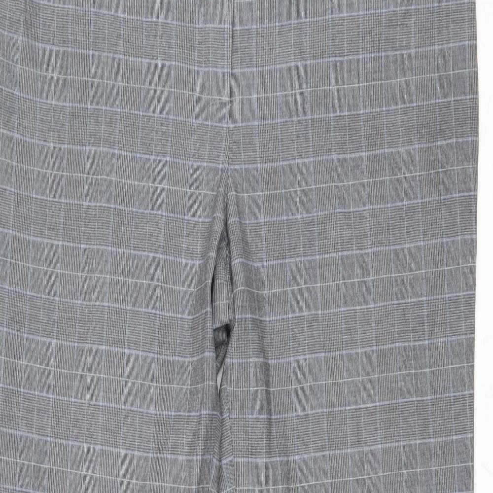 CC Womens Grey Plaid Polyester Trousers Size 14 Regular Zip