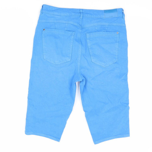 Marks and Spencer Womens Blue Cotton Skimmer Shorts Size 12 Regular Zip