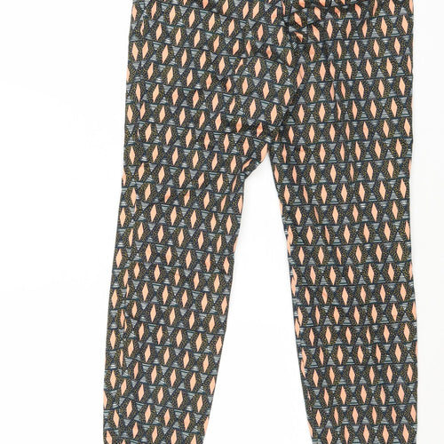 H&M Womens Multicoloured Geometric Cotton Trousers Size 8 Regular Zip