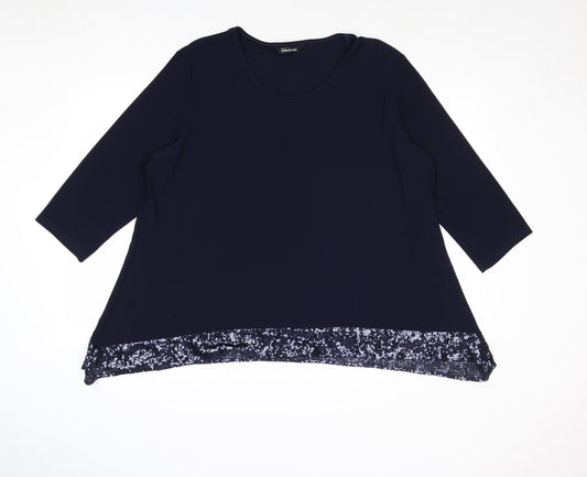 Kaleidoscope Womens Blue Polyester Basic T-Shirt Size 20 Round Neck
