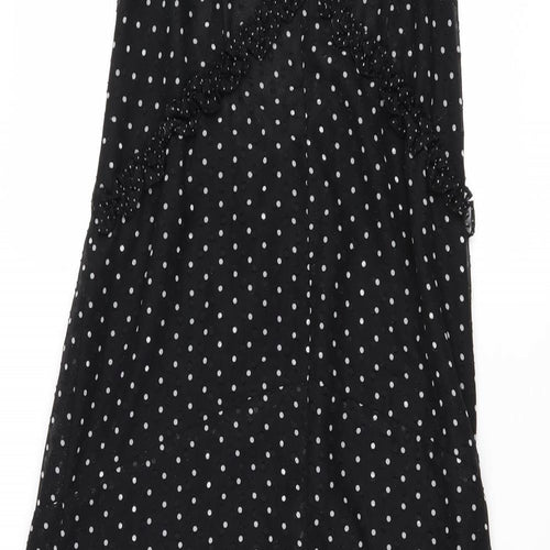 Pins & Needles Womens Black Polka Dot Polyester Trapeze & Swing Size S V-Neck Button