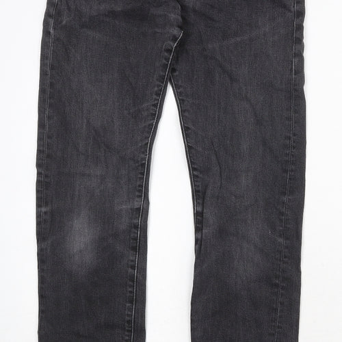 H&M Mens Black Cotton Straight Jeans Size 30 in Slim Button
