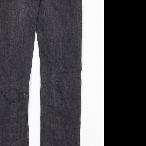 H&M Mens Black Cotton Straight Jeans Size 30 in Slim Button