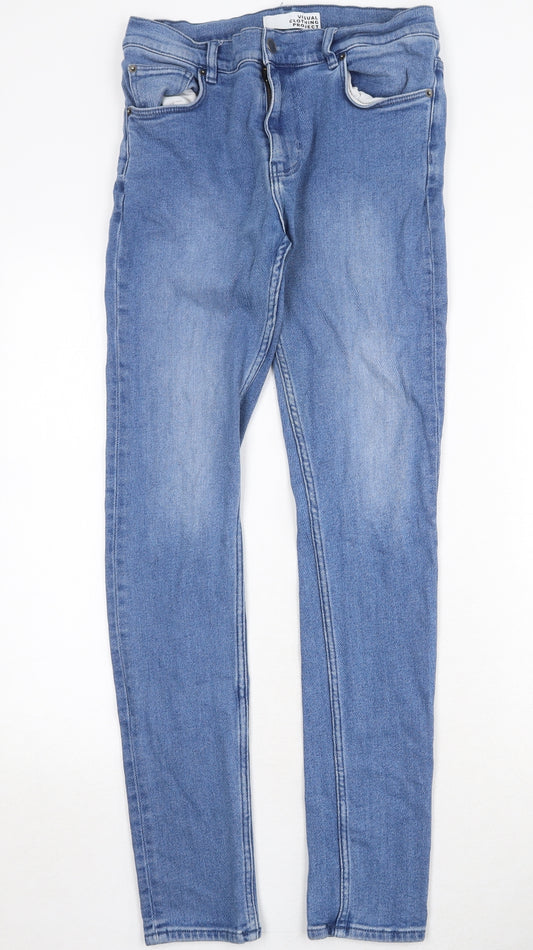 Visual Clothing Project Mens Blue Cotton Skinny Jeans Size 28 in Regular Zip