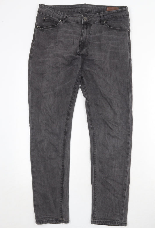 ASOS Mens Grey Cotton Skinny Jeans Size 32 in Regular Zip