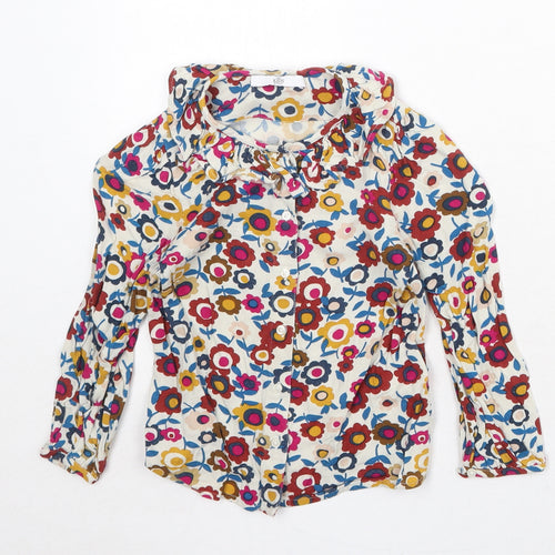 Marks and Spencer Girls Multicoloured Floral Viscose Basic Button-Up Size 4-5 Years Collared Button