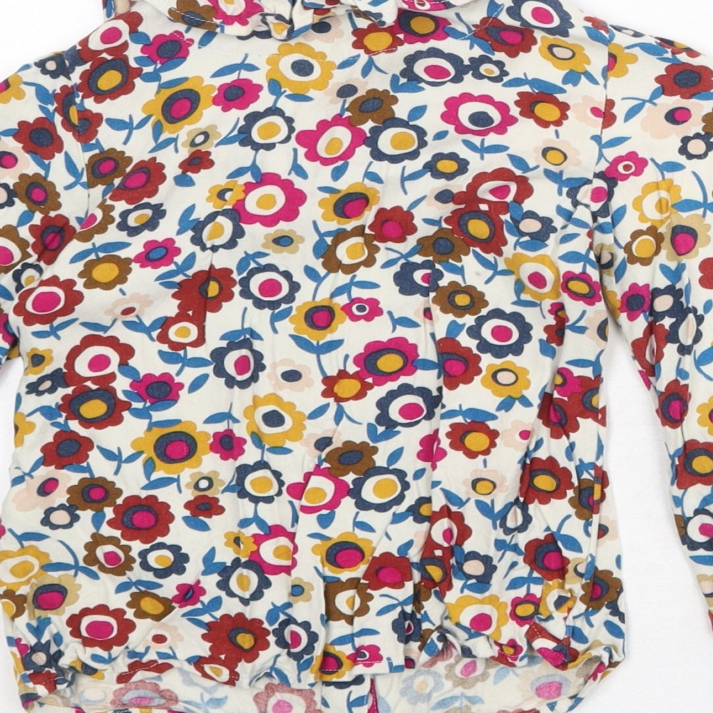 Marks and Spencer Girls Multicoloured Floral Viscose Basic Button-Up Size 4-5 Years Collared Button
