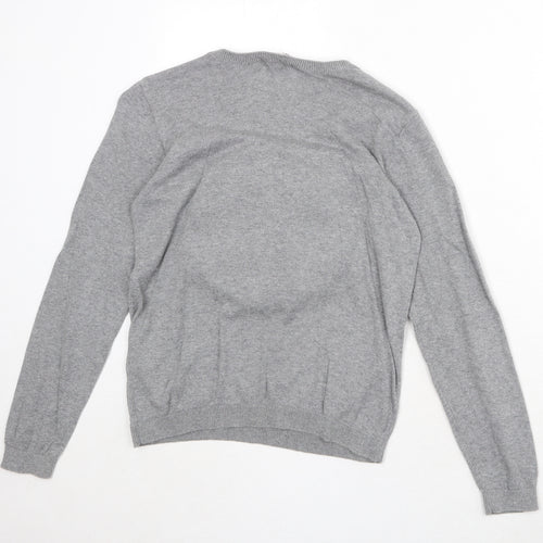 H&M Girls Grey Boat Neck Acrylic Pullover Jumper Size 12-13 Years Pullover - Appliqué
