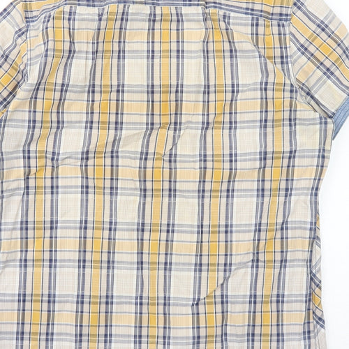 NEXT Mens Yellow Plaid Cotton Button-Up Size L Collared Button