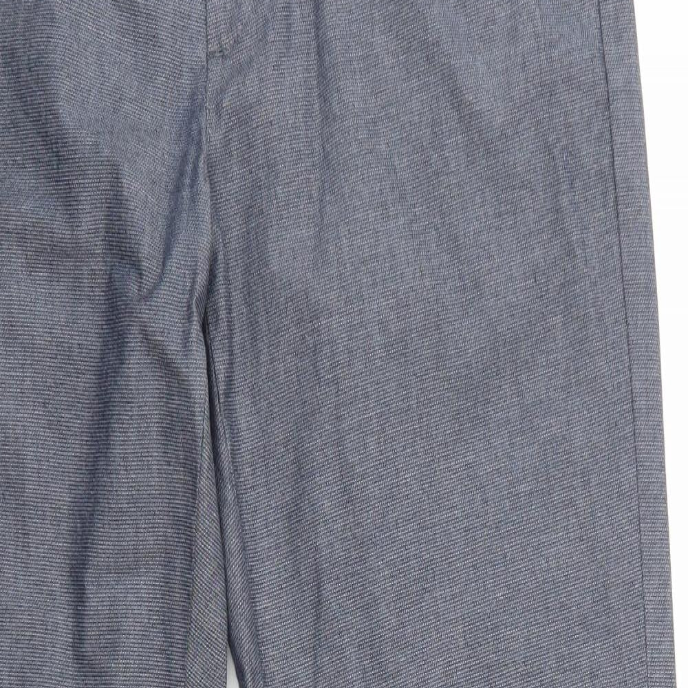 Marks and Spencer Mens Blue Cotton Dress Pants Trousers Size 32 in L33 in Regular Zip