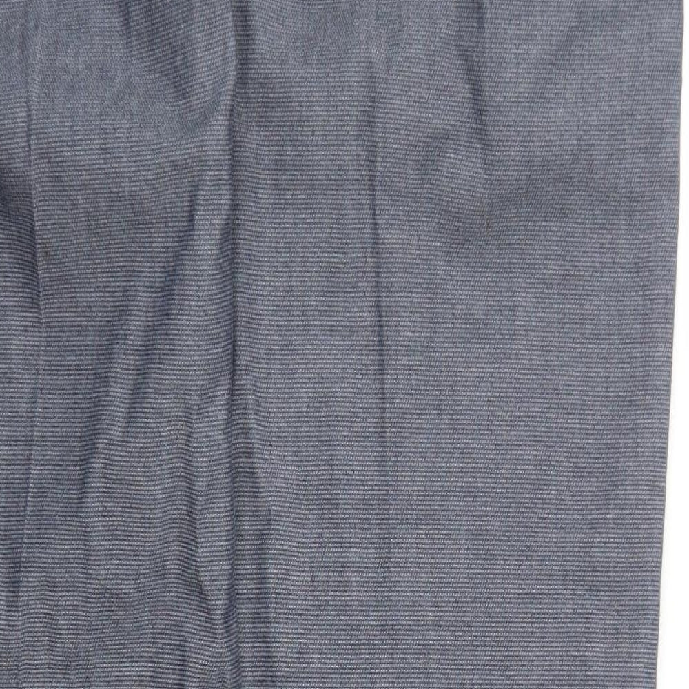 Marks and Spencer Mens Blue Cotton Dress Pants Trousers Size 32 in L33 in Regular Zip