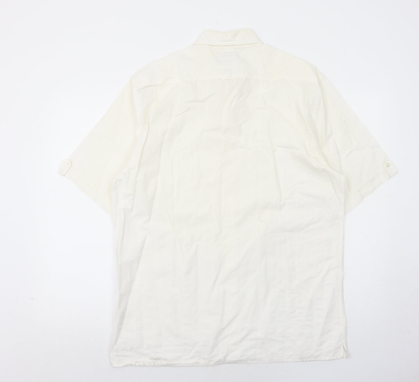 NEXT Mens Ivory Cotton Button-Up Size L Collared Button