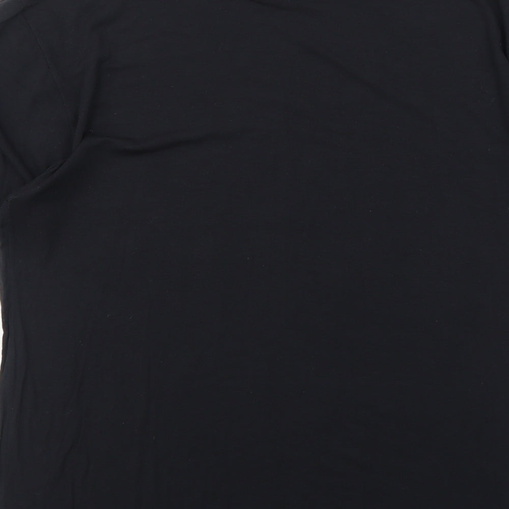 Lee Cooper Mens Black Viscose T-Shirt Size M V-Neck