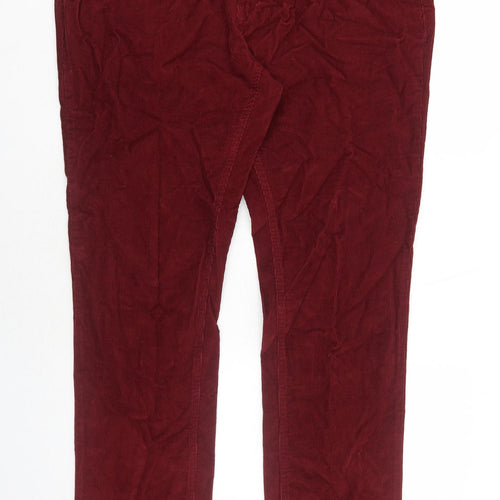 John Lewis Mens Red Cotton Trousers Size 38 in Regular Zip