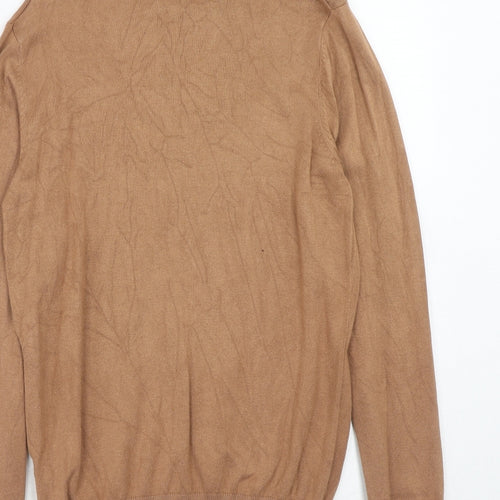 H&M Mens Brown Roll Neck Viscose Pullover Jumper Size S Long Sleeve