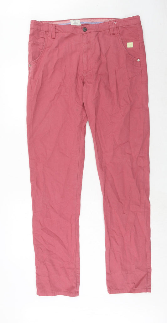 BC London Mens Pink Cotton Trousers Size 38 in Regular Zip