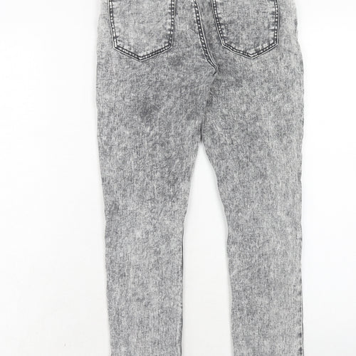 H&M Girls Grey Cotton Skinny Jeans Size 11-12 Years Regular Zip - Distressed