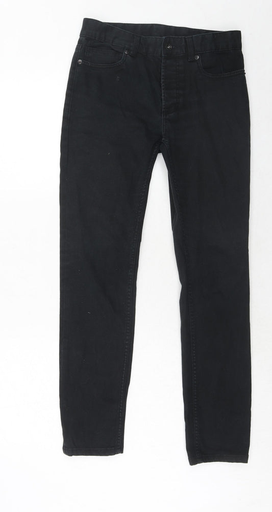 Topshop Mens Black Cotton Skinny Jeans Size 28 in Regular Zip