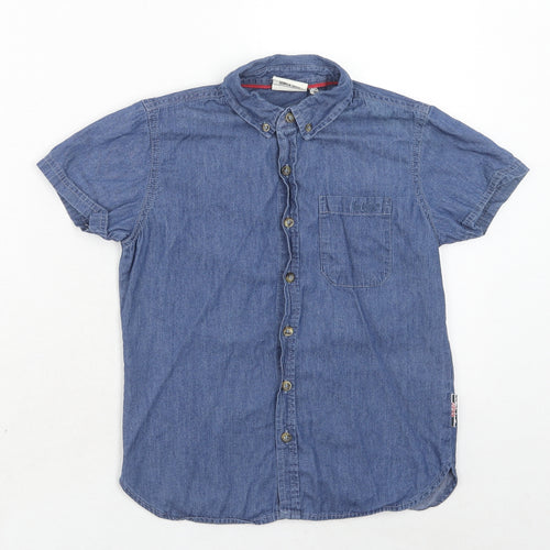 Lee Cooper Boys Blue Cotton Basic Button-Up Size 7-8 Years Collared Button