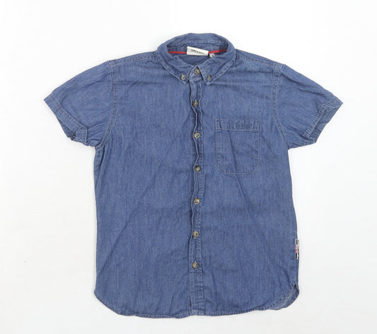 Lee Cooper Boys Blue Cotton Basic Button-Up Size 7-8 Years Collared Button