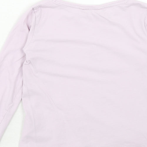 H&M Girls Pink Cotton Pullover T-Shirt Size 6-7 Years Boat Neck Pullover - Love