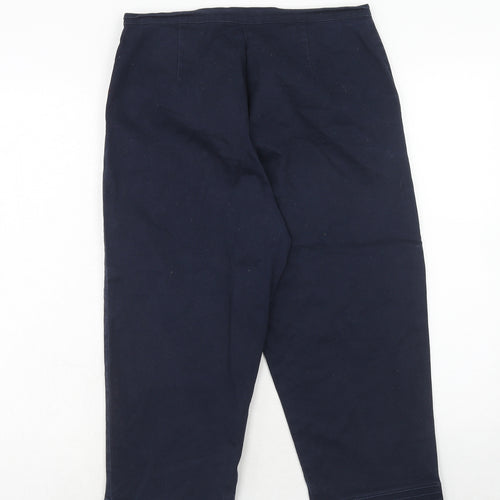 Bonmarché Womens Blue Cotton Trousers Size 14 Regular Zip