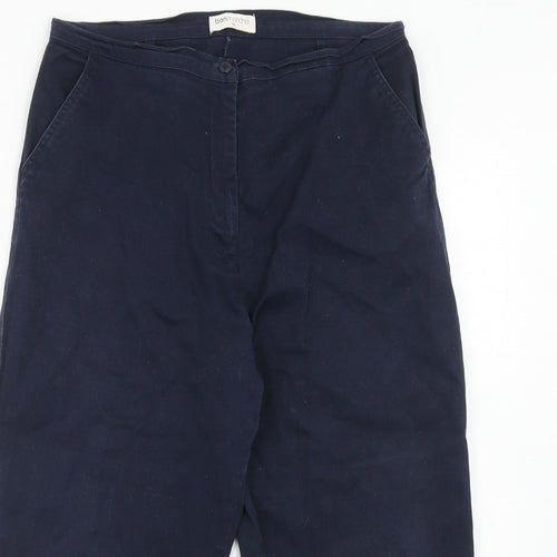 Bonmarché Womens Blue Cotton Trousers Size 14 Regular Zip