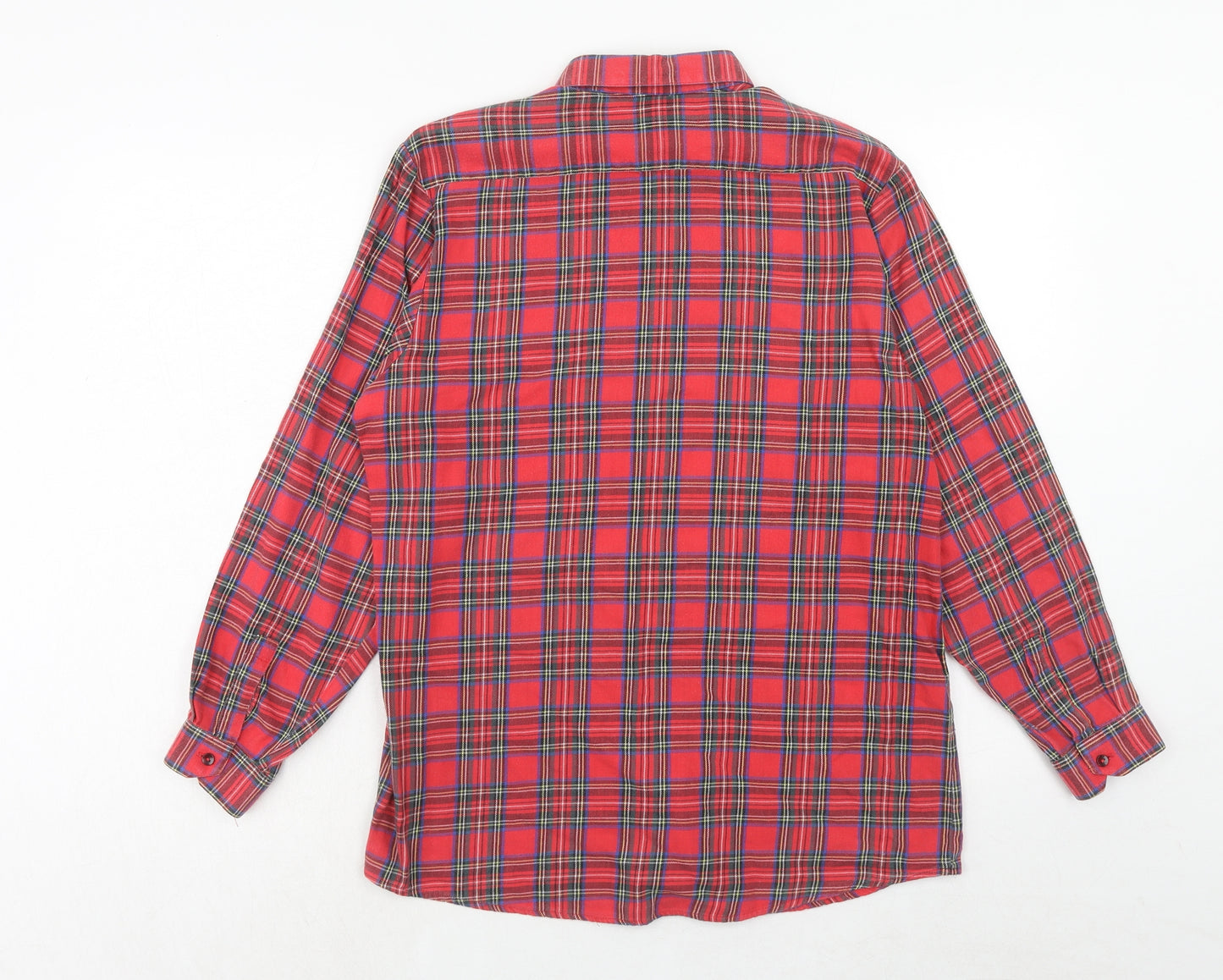 Country Casuals Mens Red Plaid Cotton Button-Up Size S Collared Button