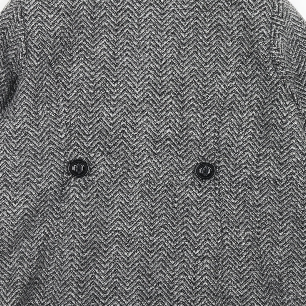 Classic Womens Grey Geometric Jacket Size 18 Button