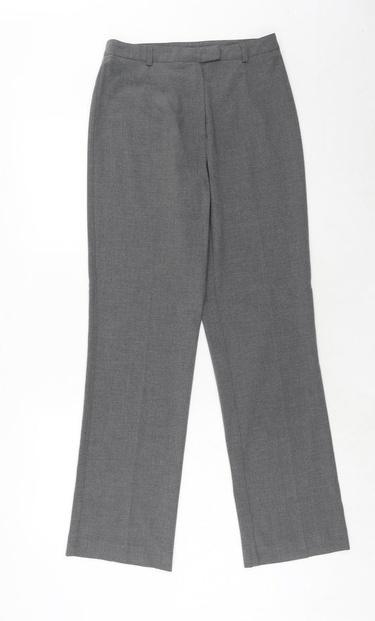 For Women Womens Grey Polyester Trousers Size 10 Regular Zip