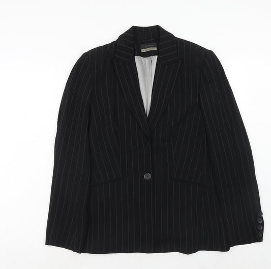 Principles Womens Black Striped Viscose Jacket Blazer Size 12