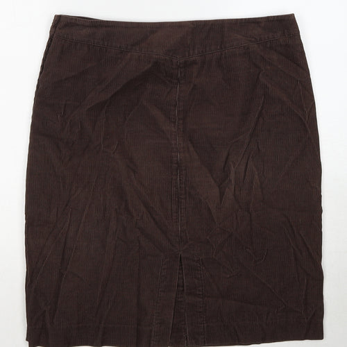 Austin Reed Womens Brown Cotton A-Line Skirt Size 14 Button