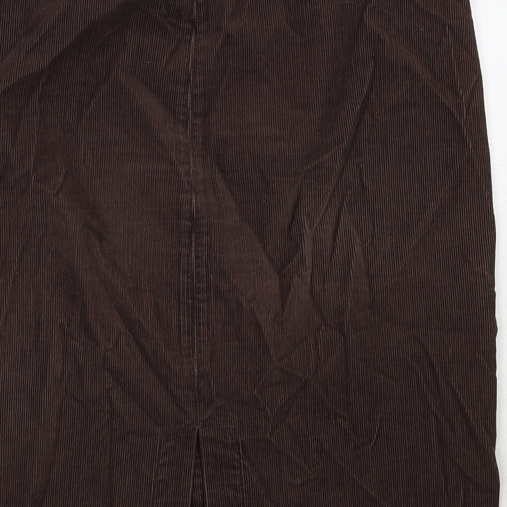 Austin Reed Womens Brown Cotton A-Line Skirt Size 14 Button