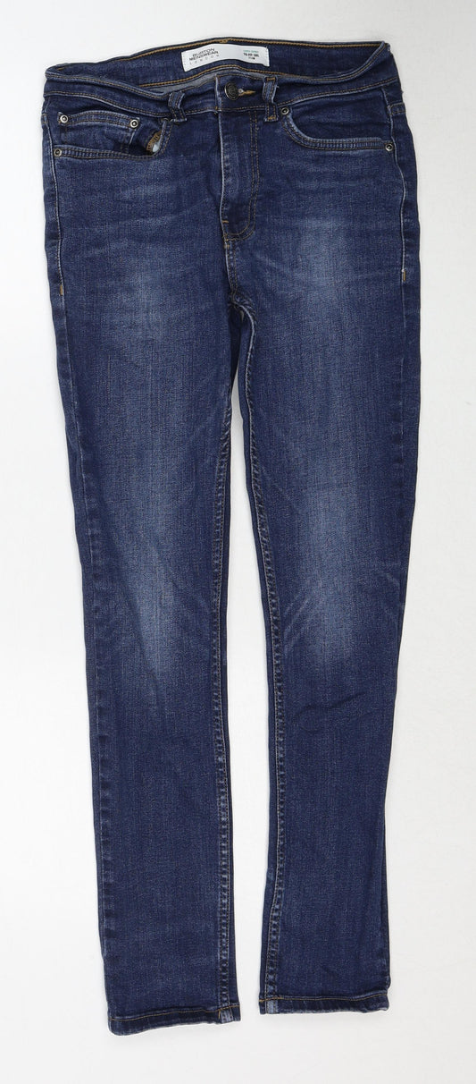 Burton Mens Blue Cotton Skinny Jeans Size 28 in Slim Zip