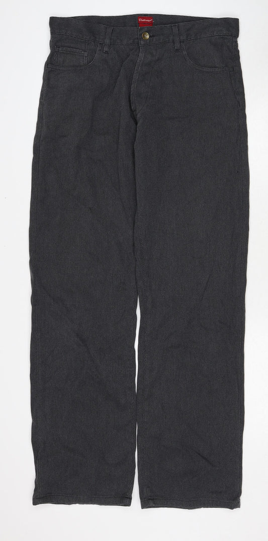 Firetrap Mens Grey Cotton Trousers Size 34 in L32 in Regular Zip