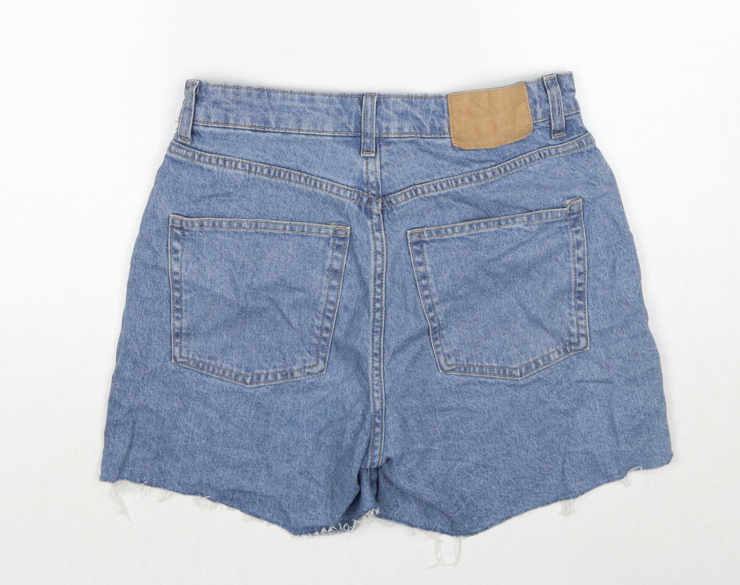 H&M Womens Blue Cotton Cut-Off Shorts Size 10 Regular Zip