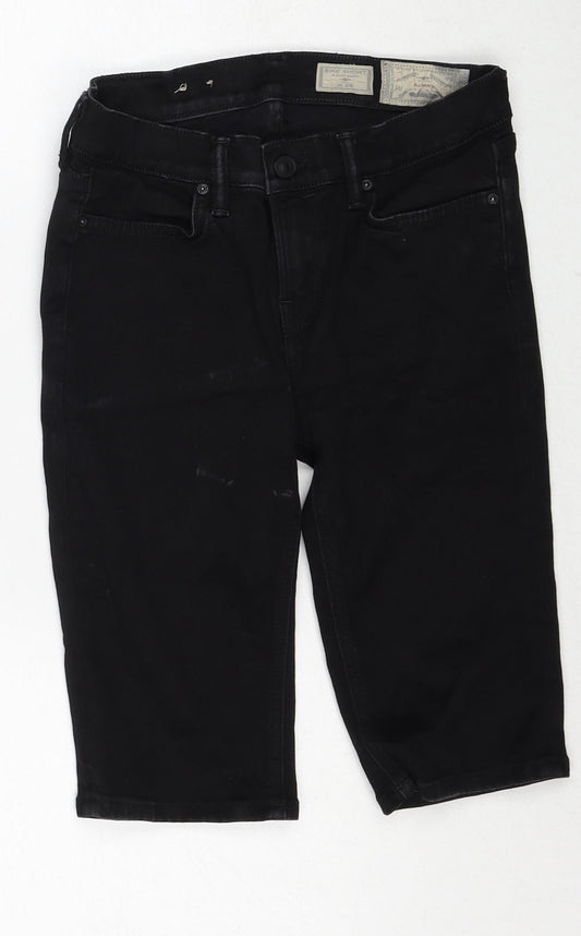 AllSaints Womens Black Cotton Skimmer Shorts Size 28 in Regular Zip