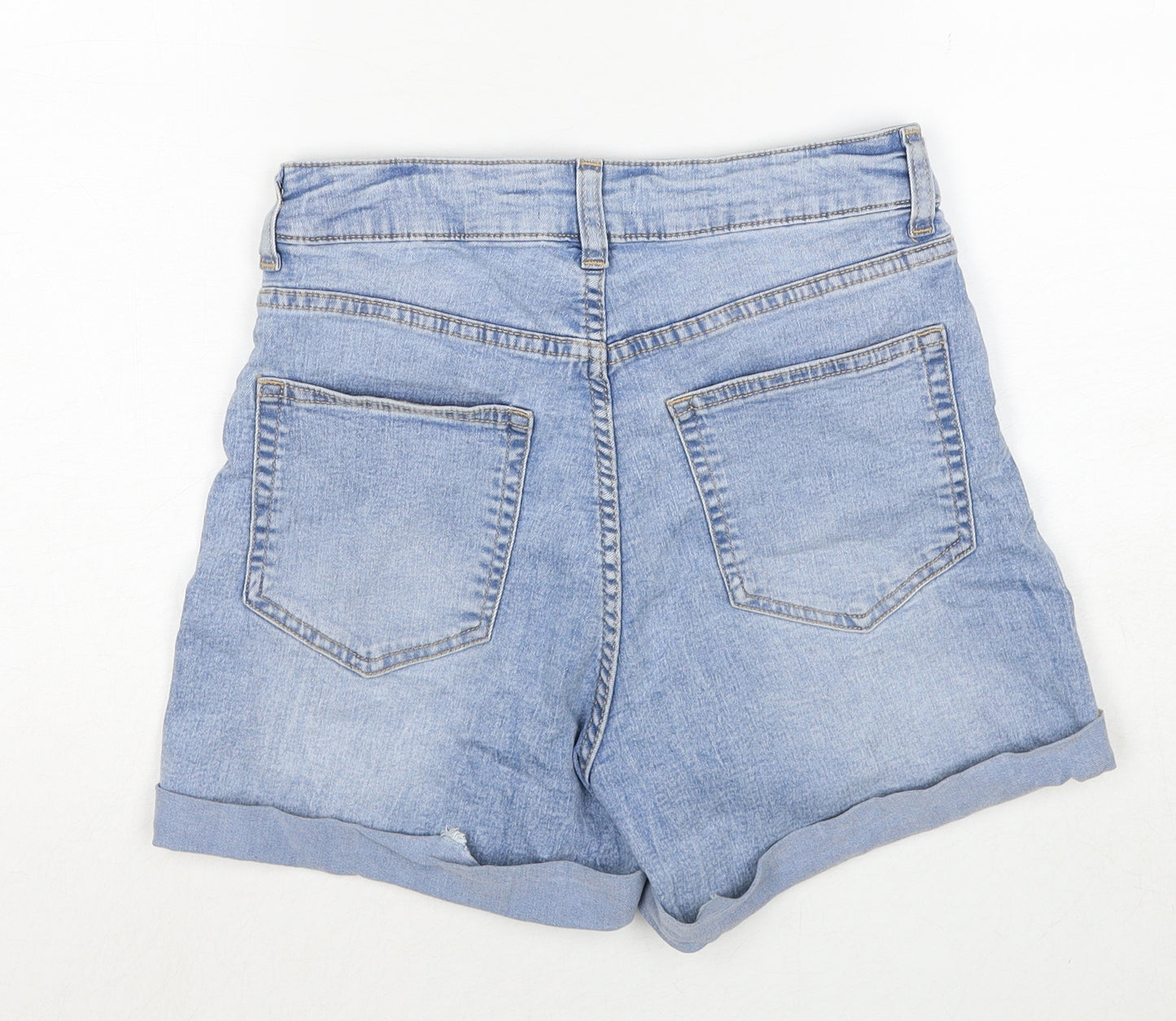 H&M Womens Blue Cotton Mom Shorts Size 8 Regular Zip